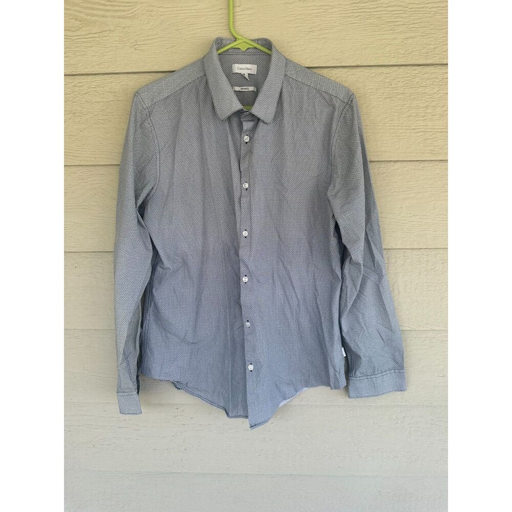 Calvin Klein Infinite Stretch Geometric Print Long Sleeve Button Down Shirt L